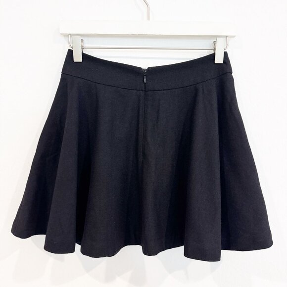 Reformation Dakota Wool Blend Flowy A-Line Mini Skirt Academia Preppy Black 0 - Picture 9 of 10